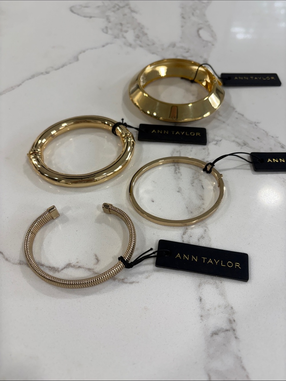 Ann Taylor Gold Clasp Bangle Bracelet Set of 4
